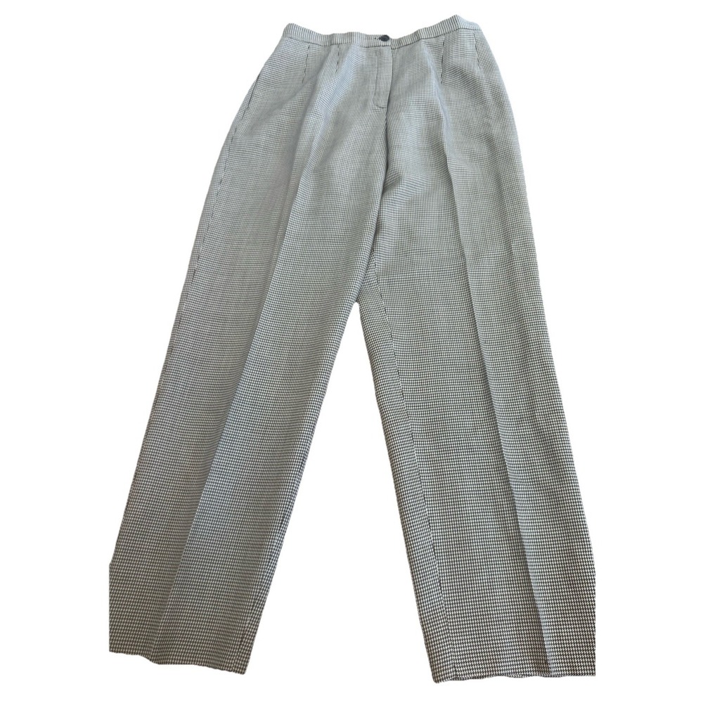 VTG 100% Wool Houndstooth Pants Trousers Pleated Tapered High Waist 14 Large 32